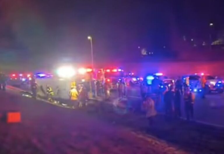 Lakewood school trip ends in disaster as bus full of childen overturns on parkway - photo licensed by shore news network.