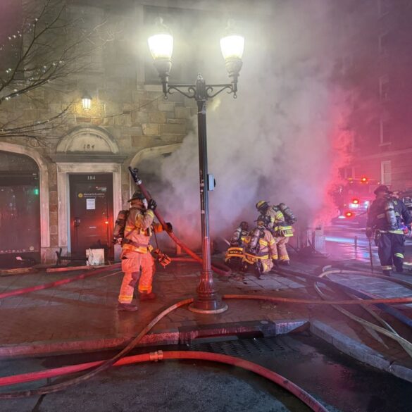 Fire destroys multiple businesses in downtown stamford - photo licensed by shore news network.
