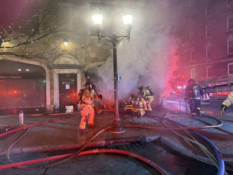 Fire destroys multiple businesses in downtown stamford - photo licensed by shore news network.