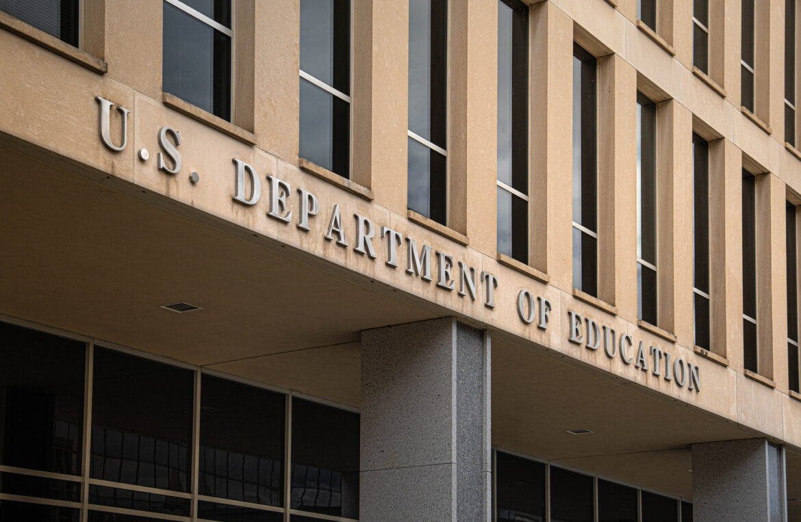 The U. S. Department of Education building lettering over doorway in Washington D. C