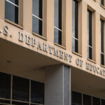 The U. S. Department of Education building lettering over doorway in Washington D. C