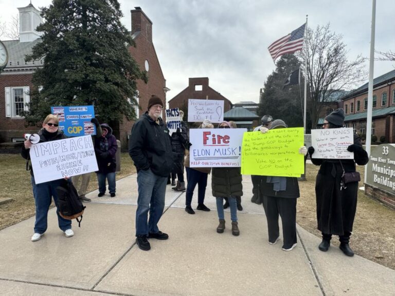 Democrat protest at town hall fizzles as only a dozen show up in toms river - photo licensed by shore news network.