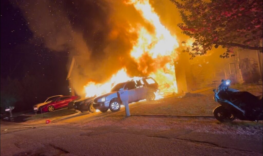 Fire engulfs Beachwood home, spreads to cars, collapses second floor
