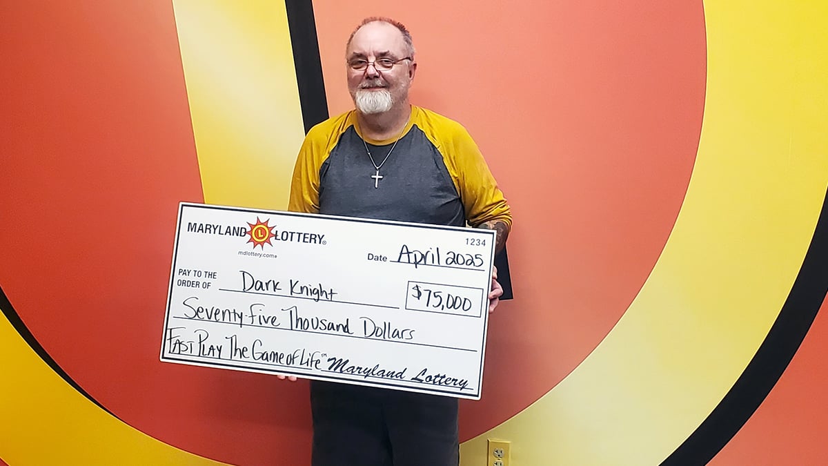 Maryland man stuns himself with $75K lottery jackpot