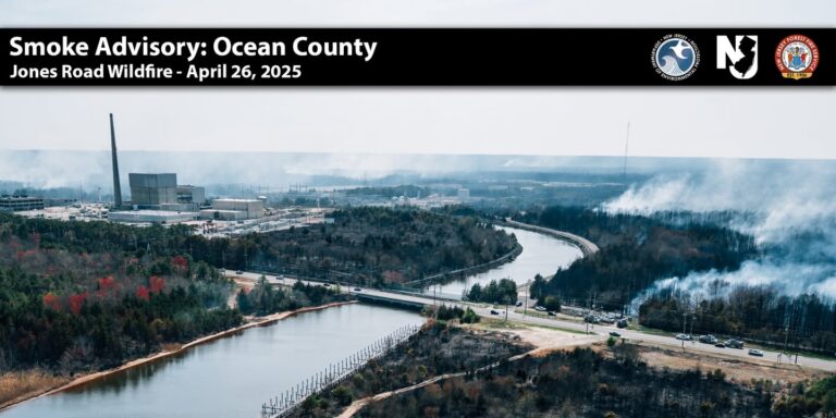 Smoke chokes ocean county as jones road wildfire continues to burn - photo licensed by shore news network.