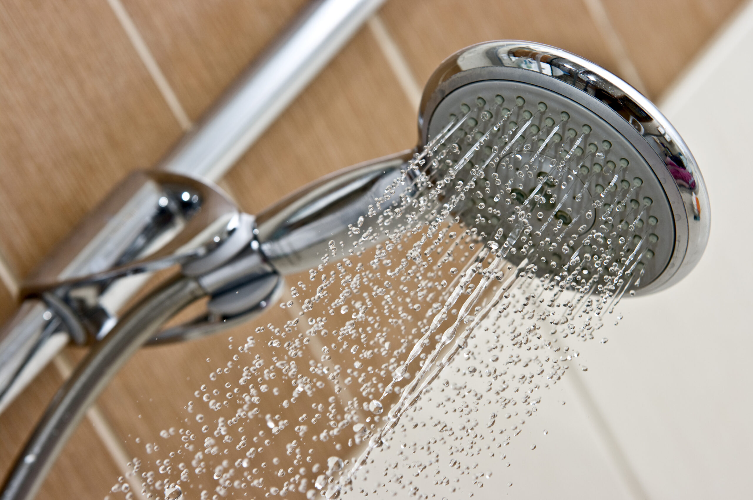 Modern chrome shower head.