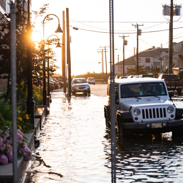Rain and flooded streets, long beach island, nj
