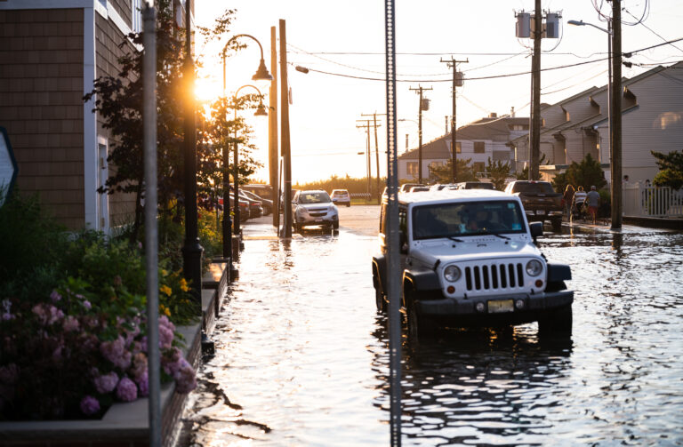 Rain and flooded streets, long beach island, nj