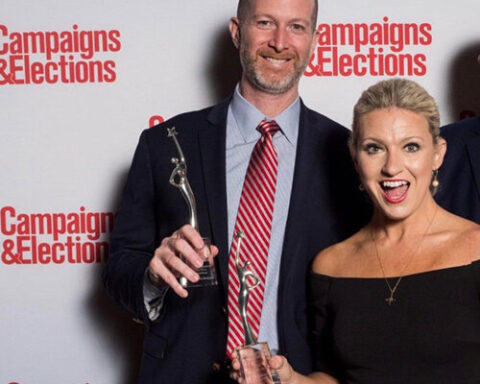 GOP strategist Chris Russel with his partner, Amanda Woloshen Glass