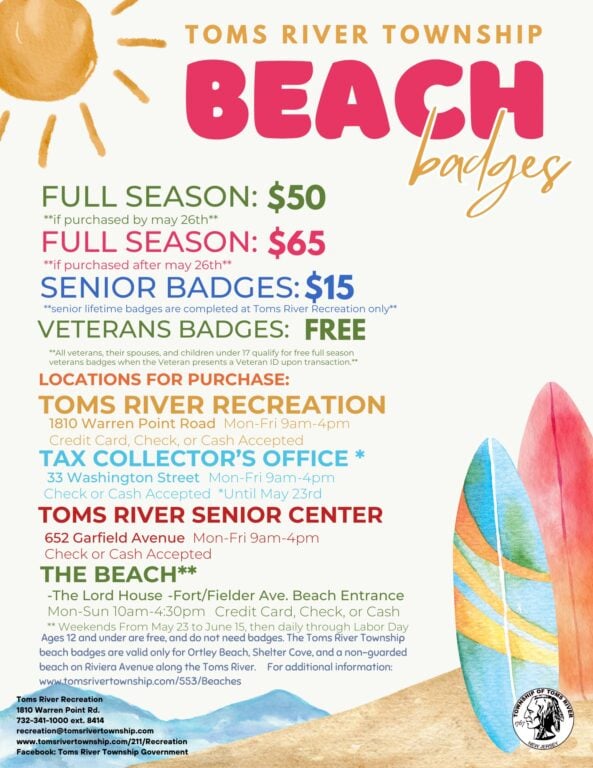 Toms River launches preseason beach badge, pool pass sales amid warm weather hopes Toms River launches preseason beach badge, pool pass sales amid warm weather hopes