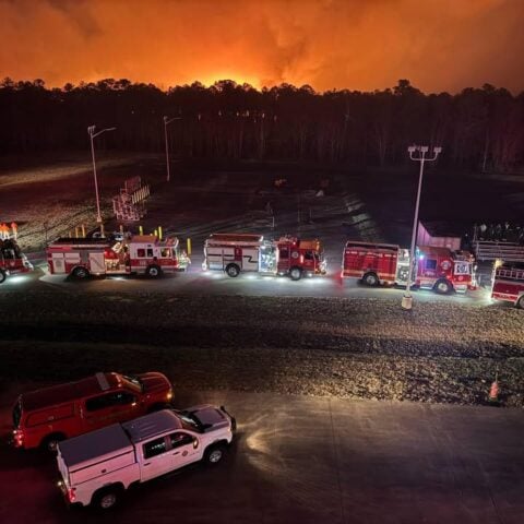 Wall township fire crews join overnight battle to protect homes from massive jones road wildfire - photo licensed by shore news network.