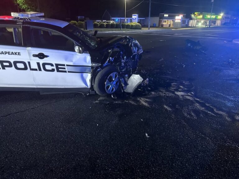 Chesapeake police officer hospitalized after head-on crash with suspected drunk driver - photo licensed by shore news network.