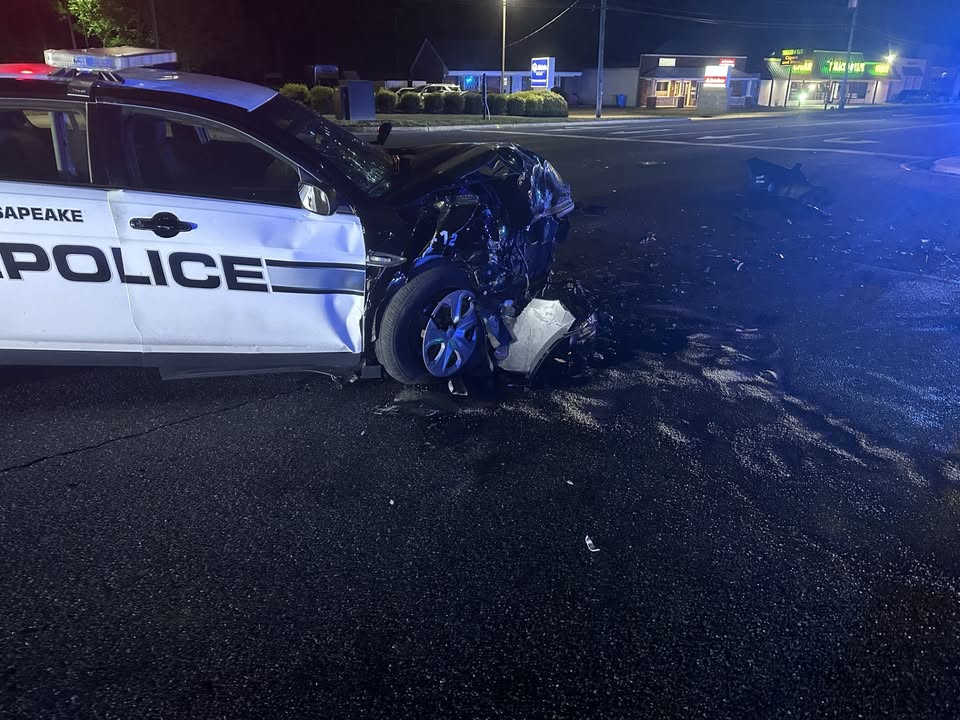 Chesapeake police officer hospitalized after head-on crash with suspected drunk driver