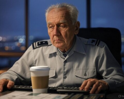 Political Satire - Aging and tired air traffic controller. - AI Generated - Grok/X