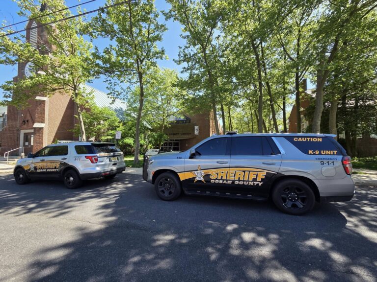 Ocean county sheriffs deployed to downtown toms river as homeless concerns grow near library - photo licensed by shore news network.