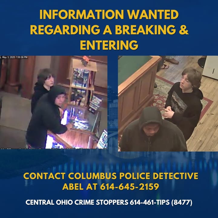 Columbus police seek suspects in business break-in involving stolen firearms Columbus police seek suspects in business break-in involving stolen firearms