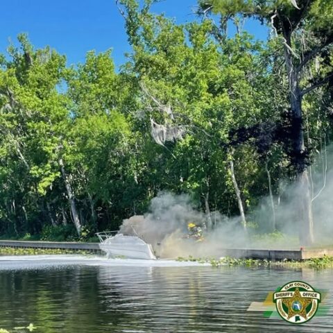 Boat fire on st. Johns river extinguished with no injuries reported - photo licensed by shore news network.