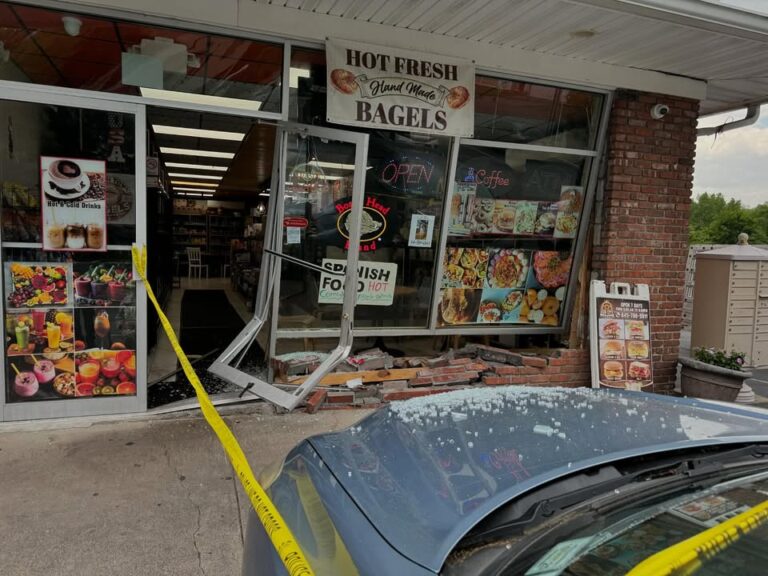 Car crashes into new city bagels & deli in clarkstown, no injuries reported - photo licensed by shore news network.