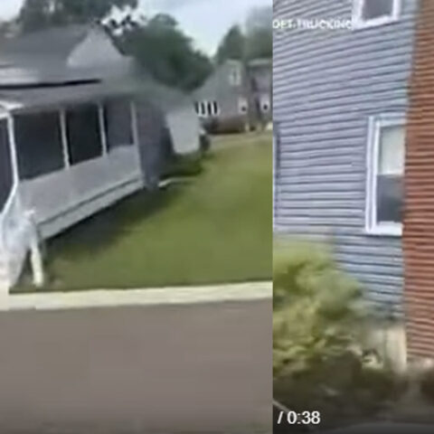 Dashcam captures moment dump truck slams into south jersey home - photo licensed by shore news network.
