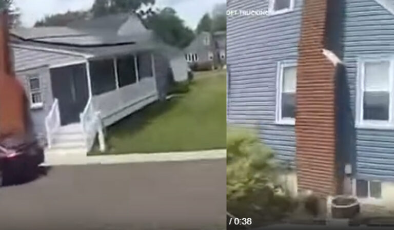 Dashcam captures moment dump truck slams into south jersey home - photo licensed by shore news network.