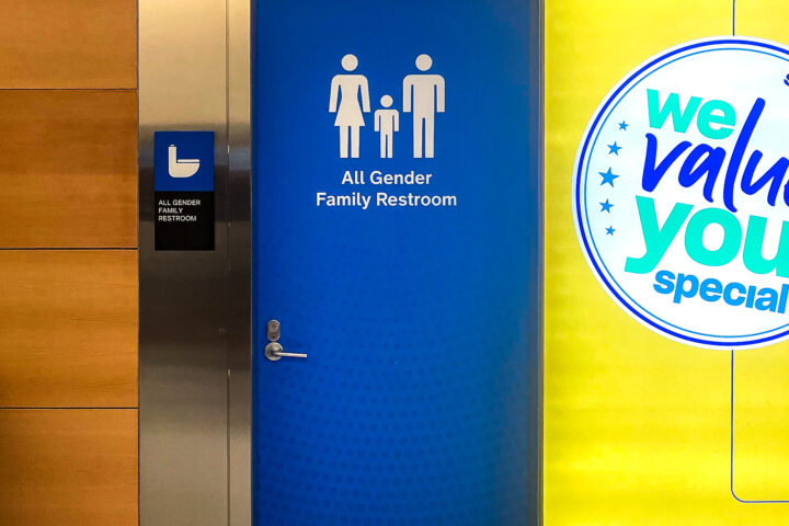 Newark, NJ - US - Feb 10, 2024 Interior view of an All gender family restroom at Newark International Airport