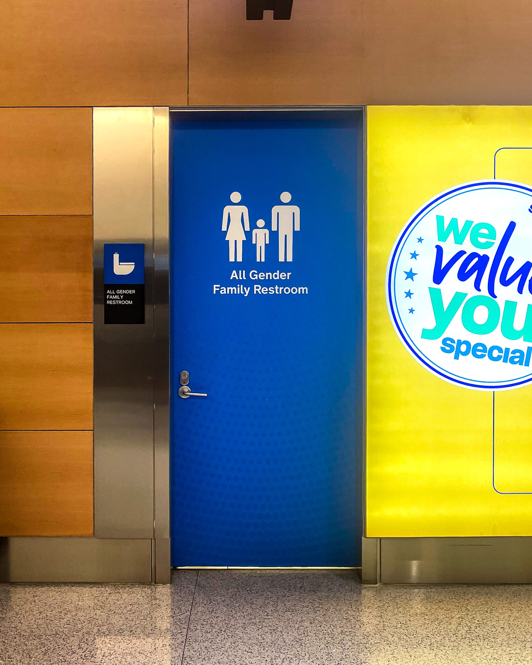 Newark, NJ - US - Feb 10, 2024 Interior view of an All gender family restroom at Newark International Airport