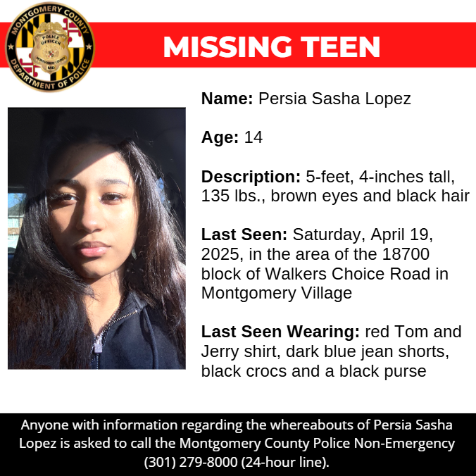 14-year-old still missing after vanishing from Montgomery Village in April 14-year-old still missing after vanishing from Montgomery Village in April