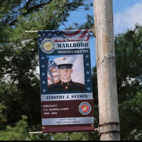 Marlboro township honors marine veterans with new military appreciation banners - photo licensed by shore news network.