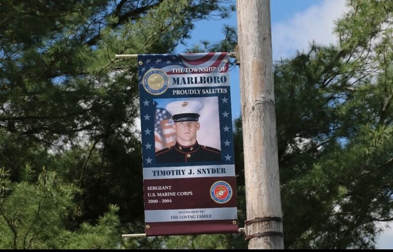 Marlboro township honors marine veterans with new military appreciation banners - photo licensed by shore news network.