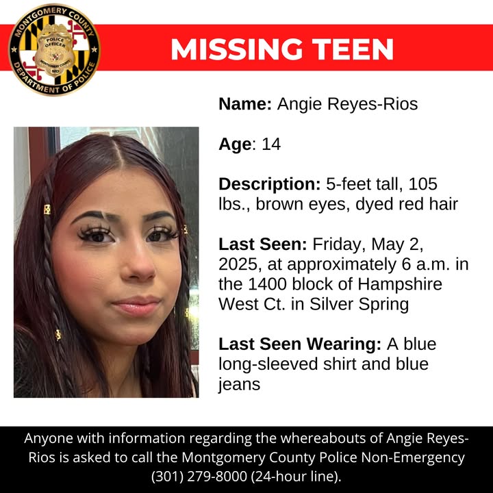 Montgomery County police searching for missing 14-year-old girl last seen in Silver Spring