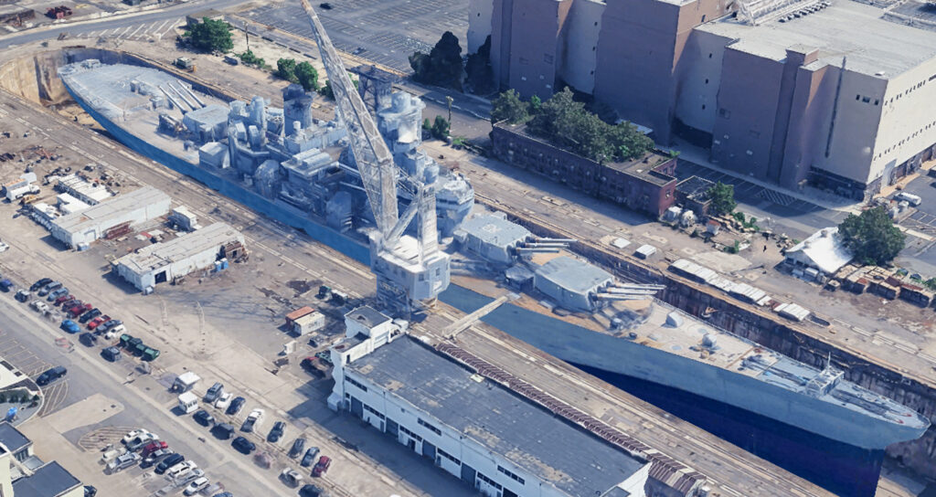 Amazing New Google Earth Images Show Battleship USS New Jersey Drydocked in Philadelphia Amazing New Google Earth Images Show Battleship USS New Jersey Drydocked in Philadelphia