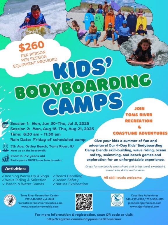 Toms River offers final chance to register for summer surfing, bodyboarding and paddleboarding camps Toms River offers final chance to register for summer surfing, bodyboarding and paddleboarding camps