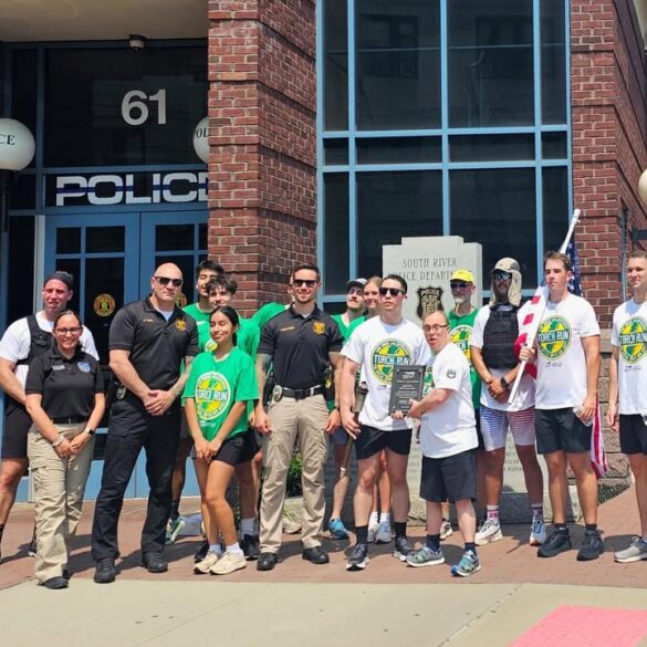 South river police and students join annual torch run for special olympics new jersey - photo licensed by shore news network.