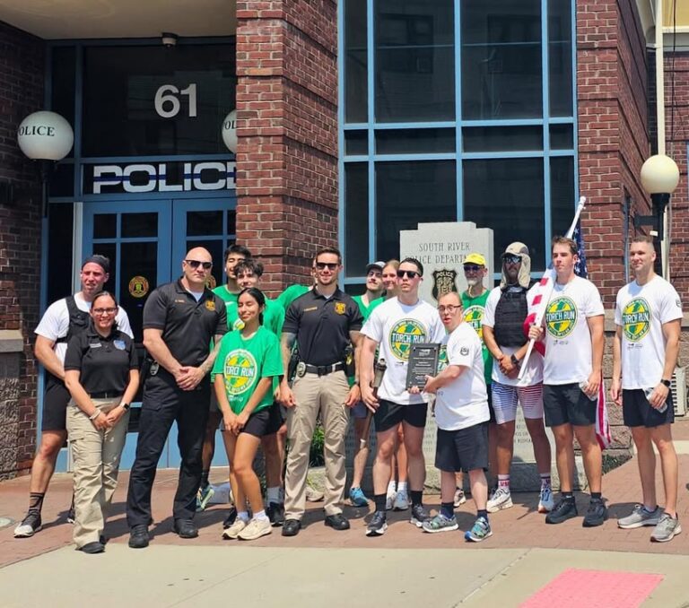 South river police and students join annual torch run for special olympics new jersey - photo licensed by shore news network.