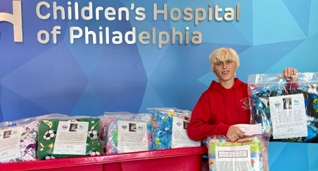 Eagle Scout donates 50 handmade blankets and funds to CHOP liver patients