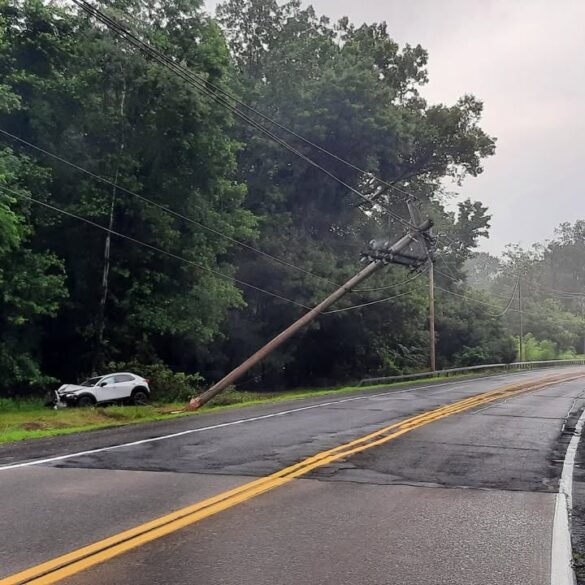 Crash involving utility pole shuts down route 304 in new city - photo licensed by shore news network.