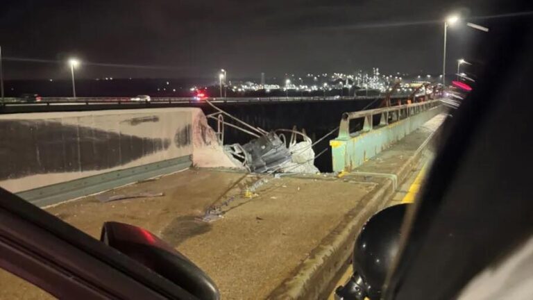 Tractor-trailer cab plunges off delaware memorial bridge into river, driver's body found - photo licensed by shore news network.