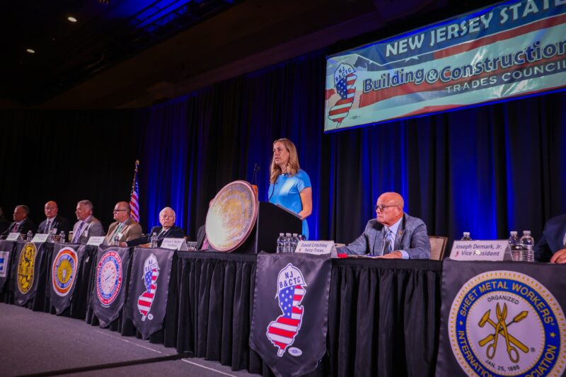 Sherrill criticizes Jack Ciattarelli's ties to Trump in union speech