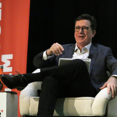 Stephen colbert at the montclair film festival. Stephen colbert in conversation with actress rachel weisz on her new movie, disobedience the event took place in buzz aldrin middle school, during the montclair film festival in montclair, nj.