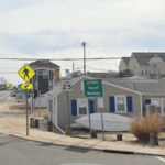 Sign welcoming visitors to Berkeley Township in South Seaside Park, some 45 minutes from town hall.