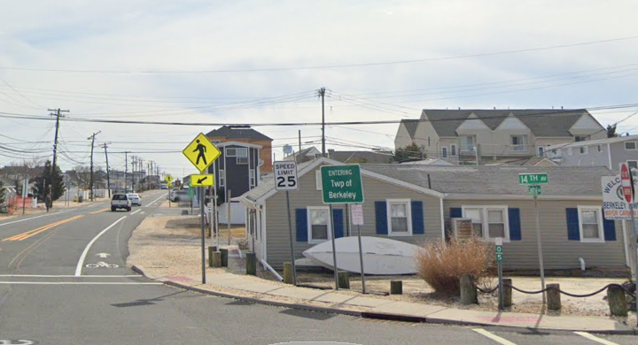 Sign welcoming visitors to Berkeley Township in South Seaside Park, some 45 minutes from town hall.