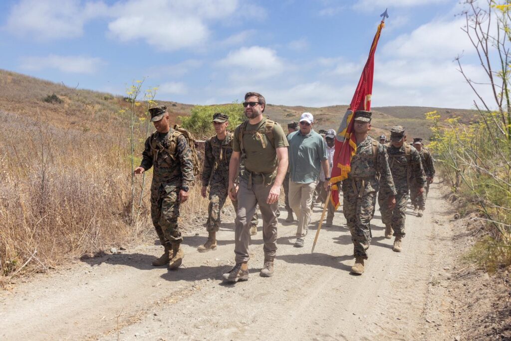 Vice President JD Vance leads Marines on field march at Camp Pendleton
