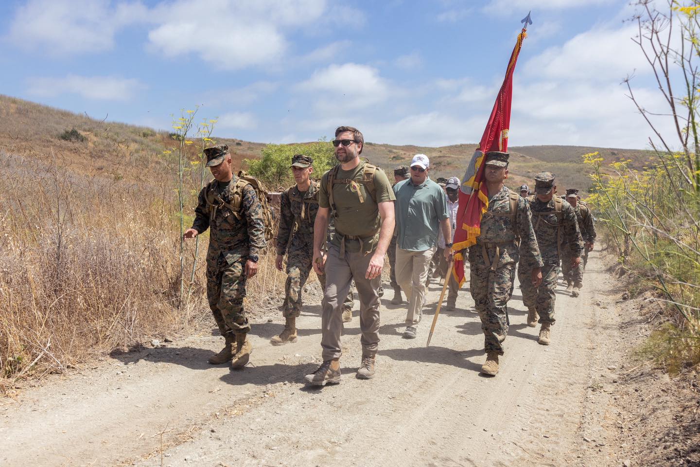 Vice President JD Vance leads Marines on field march at Camp Pendleton