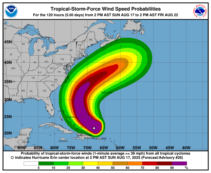 Hurricane Erin churns toward East Coast as rip current alerts stretch from Florida to New York Hurricane Erin churns toward East Coast as rip current alerts stretch from Florida to New York