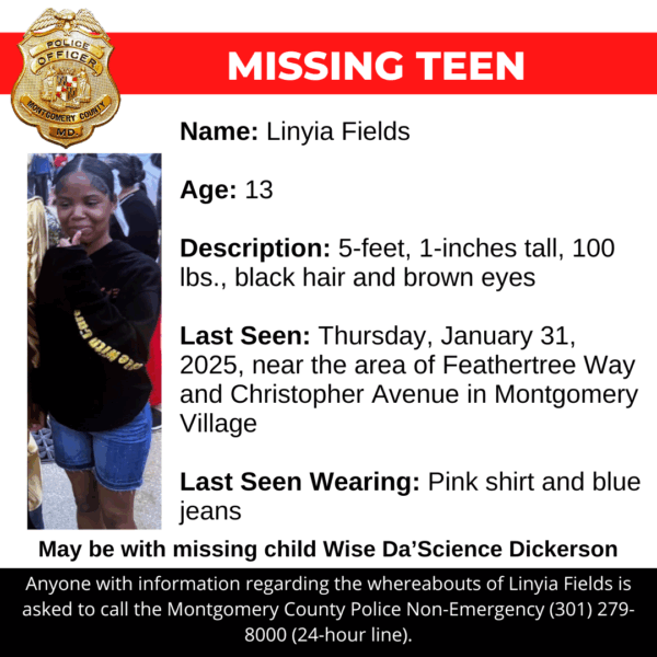 13 year old disappears near Montgomery Village intersection