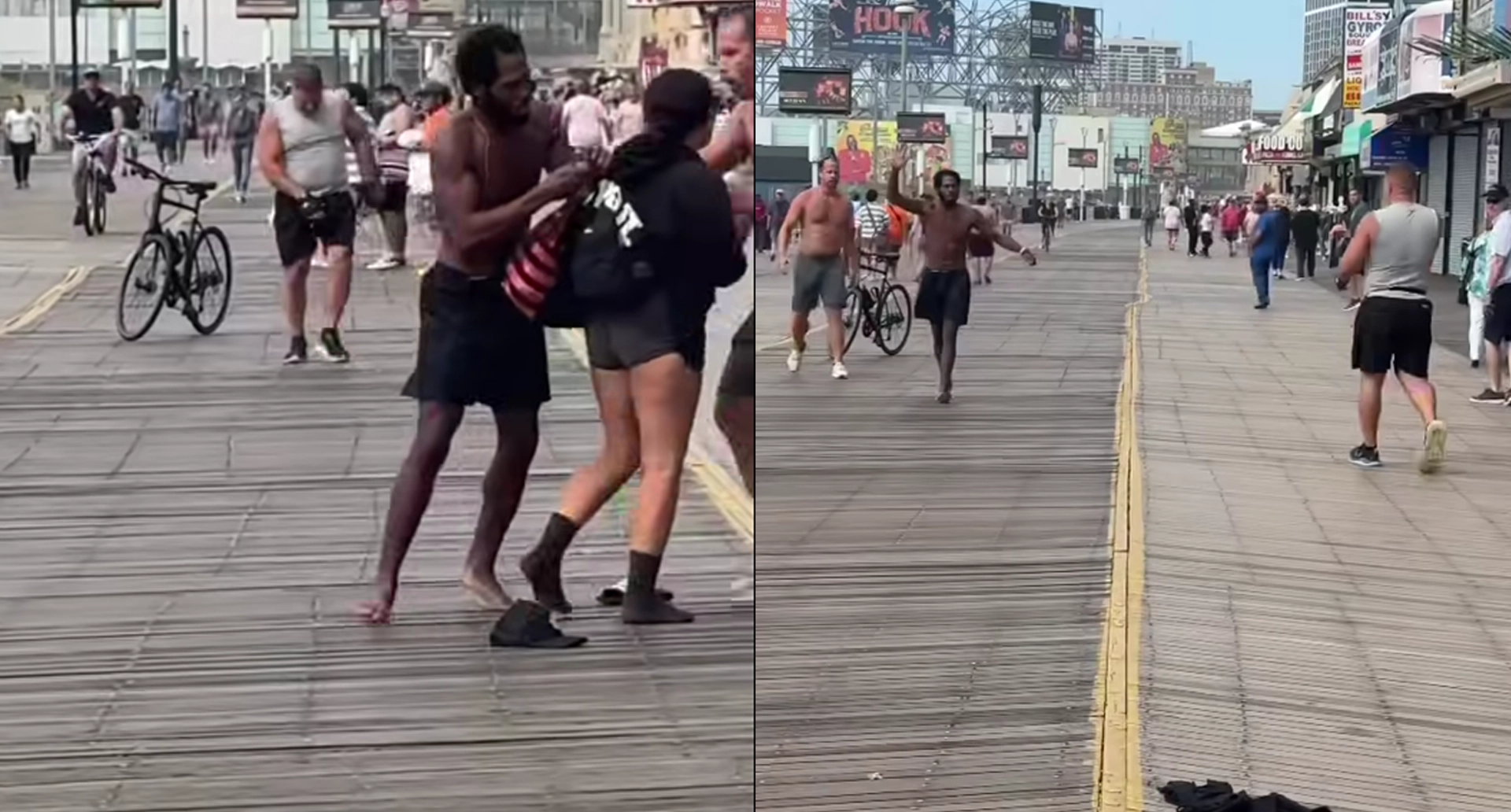 Cop pull gun on man with knife on boardwalk in Atlantic City - By Sherman Unadog Seasons - Facebook