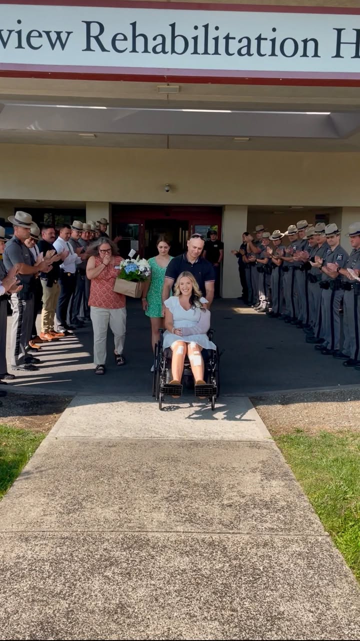State trooper injured in head-on crash released from hospital to warm welcome