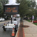 Ballot Drop Box Sign, Rutherford, NJ, USA. On Park Avenue in Rutherford, New Jersey