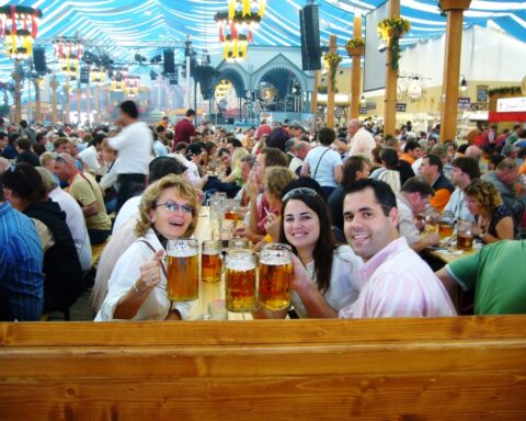 Drinking beer at Oktoberfest