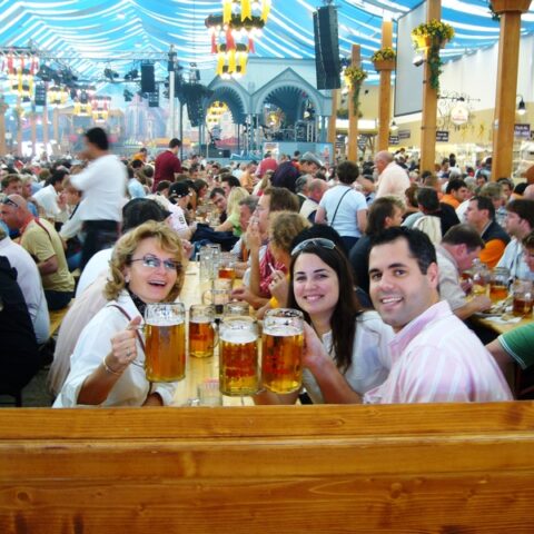 Drinking beer at oktoberfest